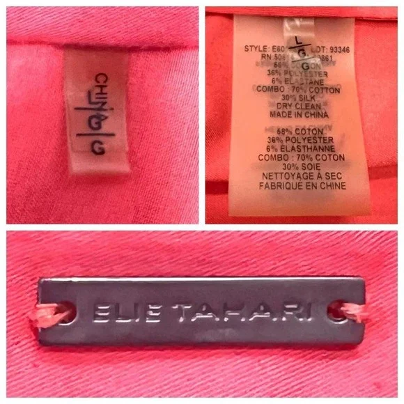 Elie Tahari Womens Top L Coral Office Career Preppy Minimalist Silk Blend Staple - Picture 5 of 6